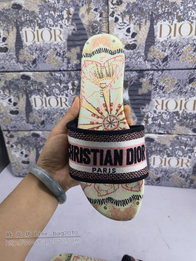 DIOR女鞋 迪奧飛織面料羊皮沙灘涼鞋 Dior真皮外穿拖鞋  naq1325